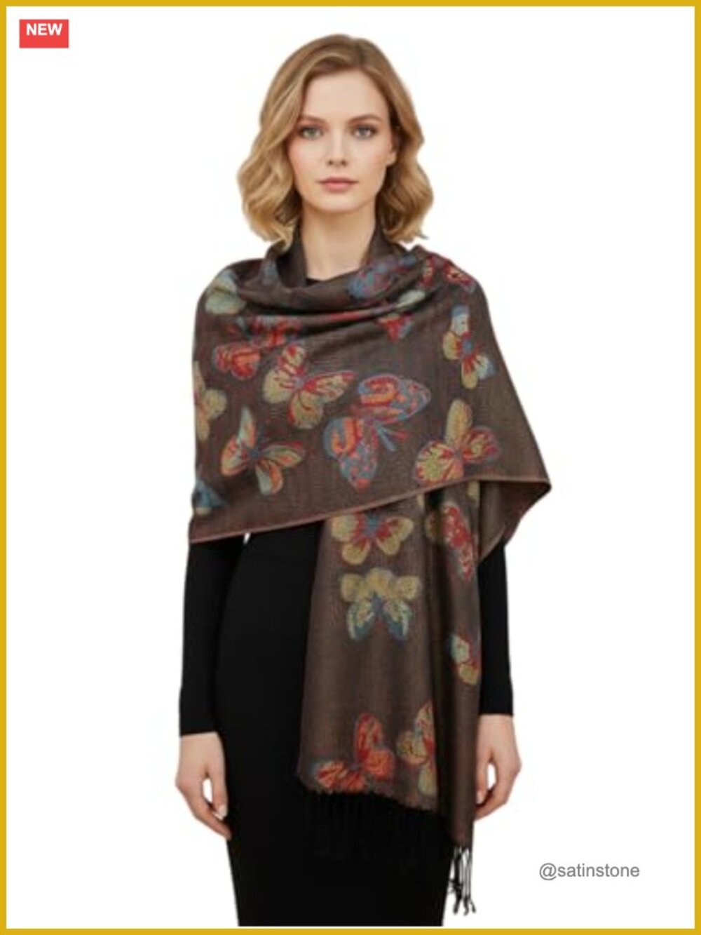Paisley Two-Layer Pashmina Shawl Scarf - Reversible Wrap & Stole for Women